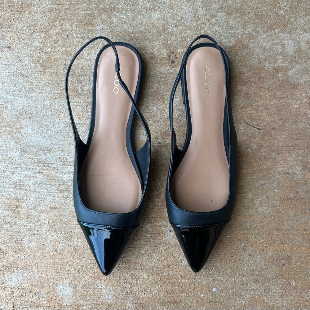 Aldo Black Fleure Slingback Pointed Cap Toe Flats for Women - Picture 5 of 5